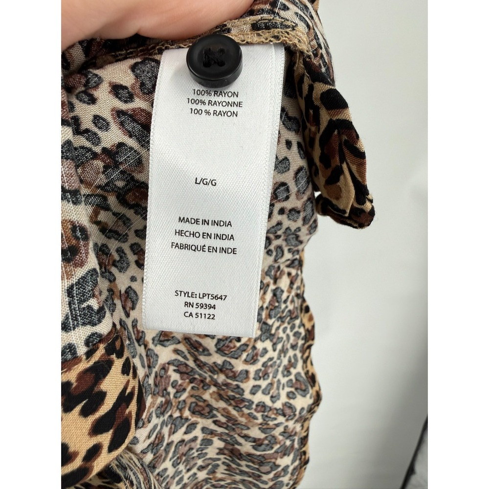 Beach Lunch Lounge Top Womens L Leopard Animal Print Casual Relaxed Art - Picture 6 of 9